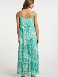 IZIA Damen Maxikleid in grün - Ausschnitt: Karree