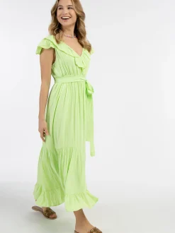 IZIA Damen Maxikleid in limone - Länge: mittel