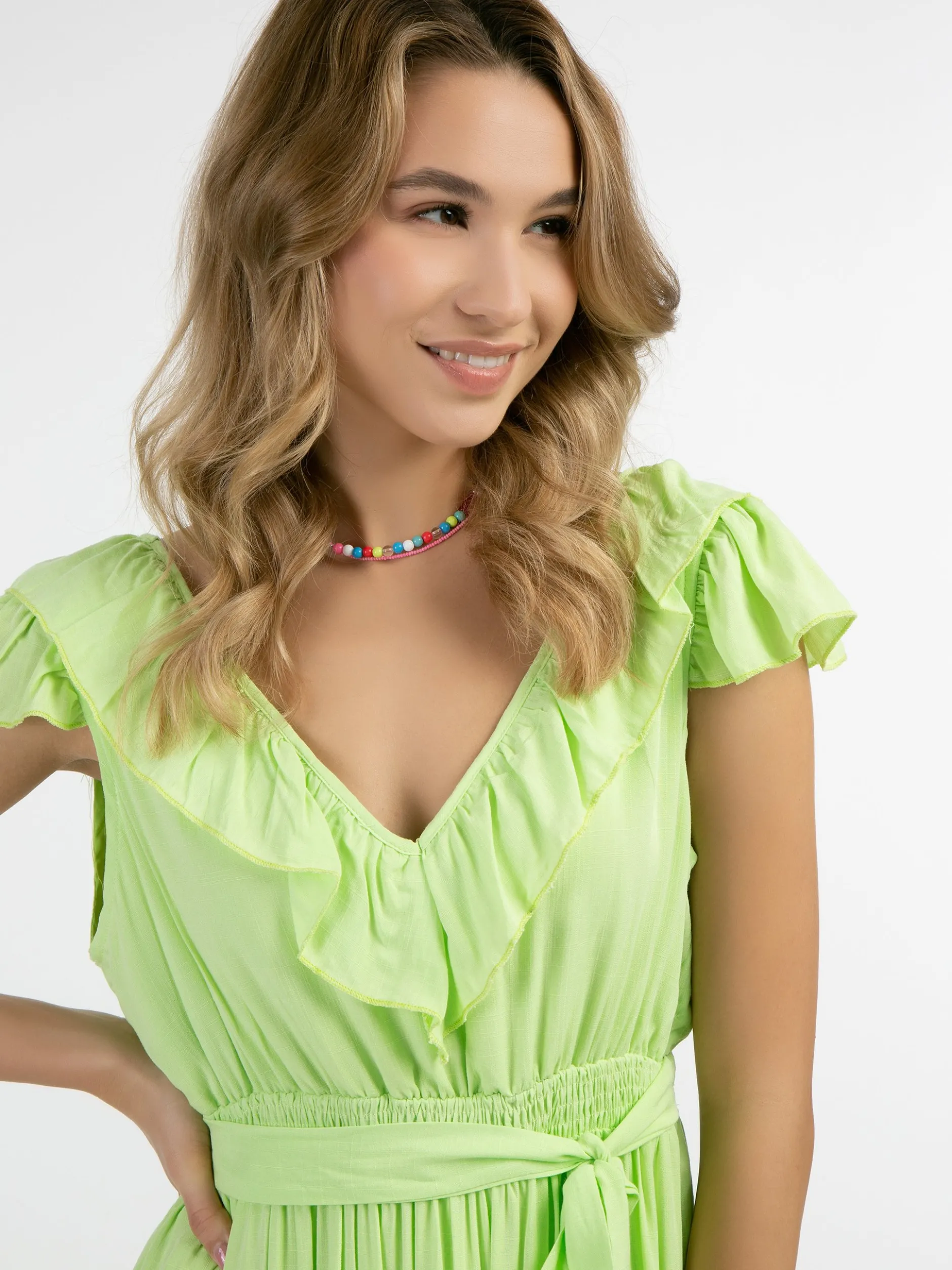 IZIA Damen Maxikleid in limone - Länge: mittel