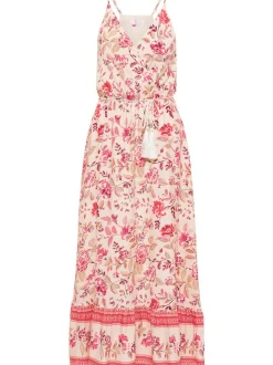 IZIA Damen Maxikleid in rosa - Ausschnitt: V-Ausschnitt