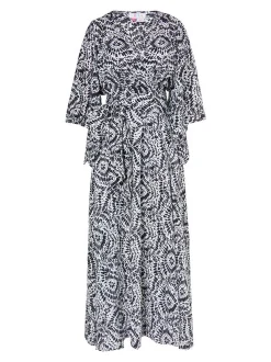 IZIA Damen Maxikleid mit Print in schwarz