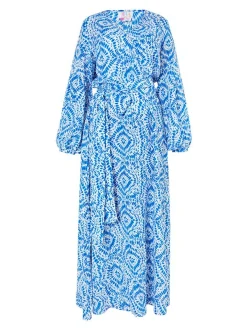IZIA Damen Maxikleid mit Print in blau - Länge: mittel