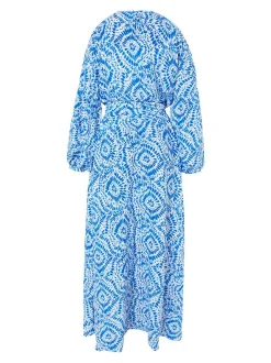 IZIA Damen Maxikleid mit Print in blau - Länge: mittel