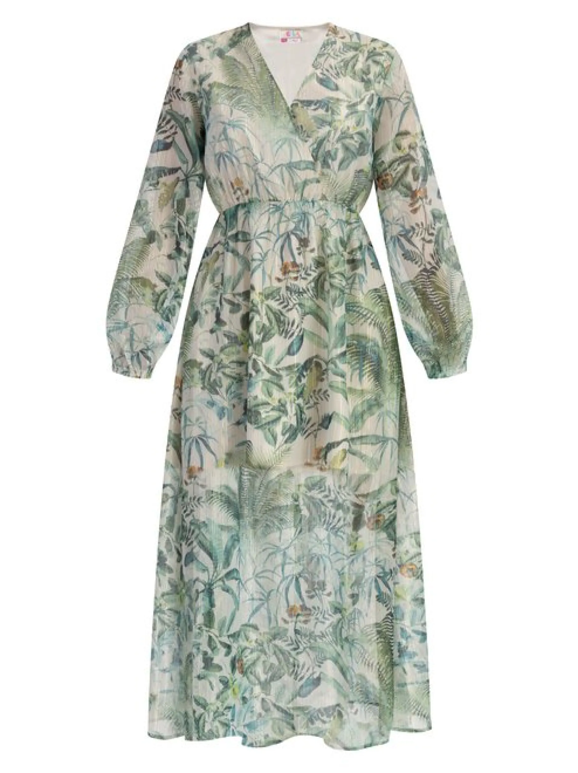 IZIA Damen Maxi Langarmkleid in grün - Länge: mittel