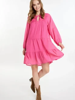 IZIA Damen Midikleid im Streifendesign in pink