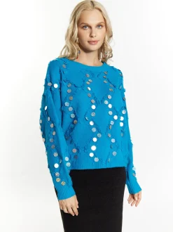 IZIA Damen Pullover in blau - Ausschnitt: Rundhals