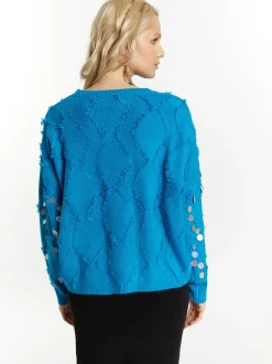 IZIA Damen Pullover in blau - Ausschnitt: Rundhals