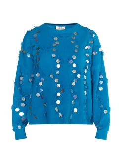 IZIA Damen Pullover in blau - Ausschnitt: Rundhals