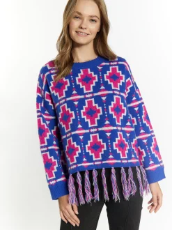 IZIA Damen Pullover in blau - Ausschnitt: Rundhals