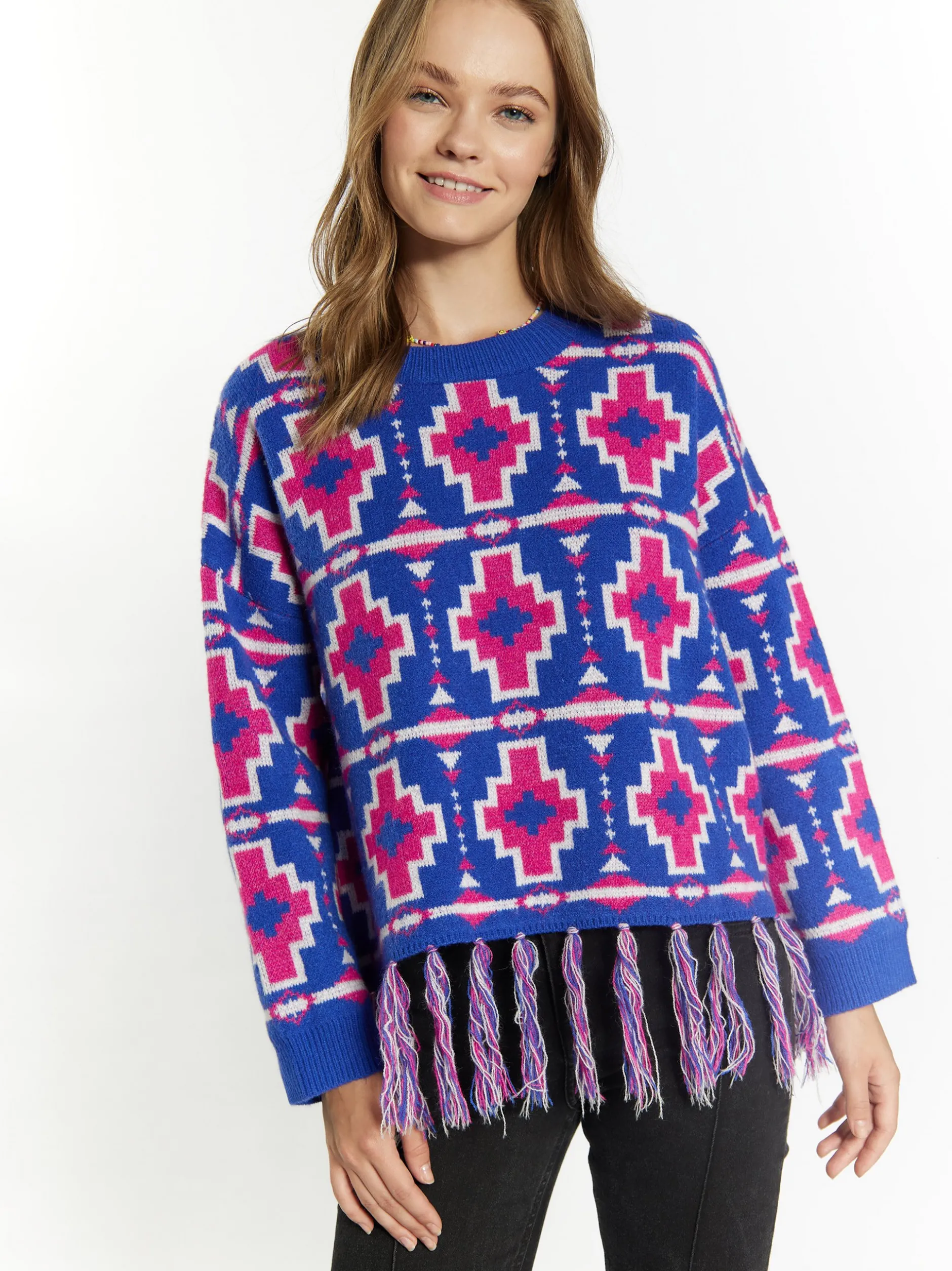 IZIA Damen Pullover in blau - Ausschnitt: Rundhals