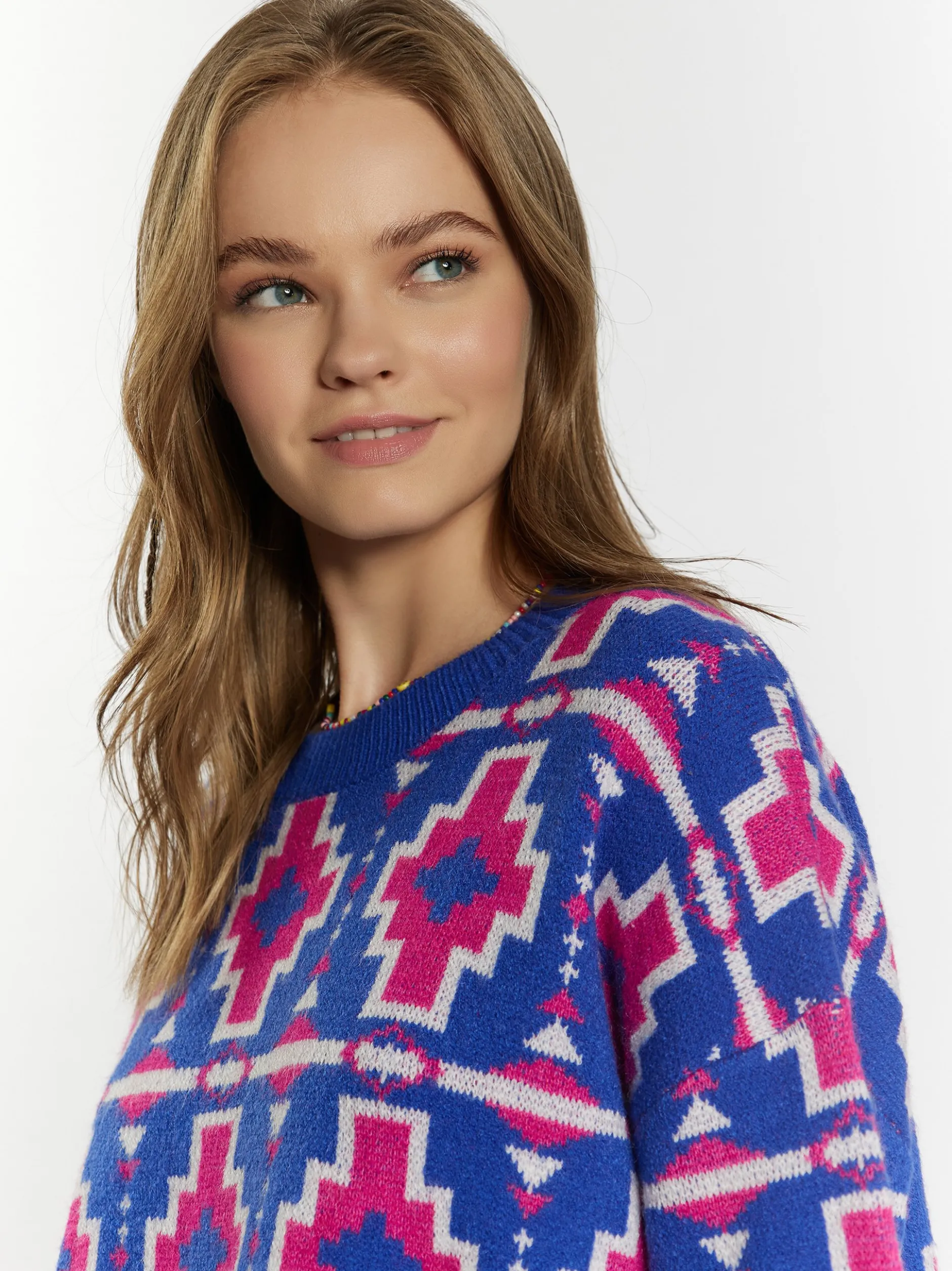 IZIA Damen Pullover in blau - Ausschnitt: Rundhals