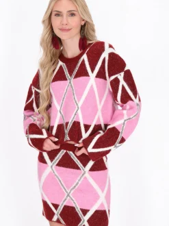 IZIA Damen Pullover in bordeaux - Ausschnitt: Rundhals