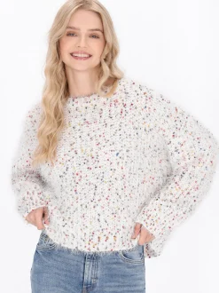 IZIA Damen Pullover in ecru - Ausschnitt: Rundhals