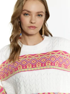 IZIA Damen Pullover in ecru - Ausschnitt: Rundhals
