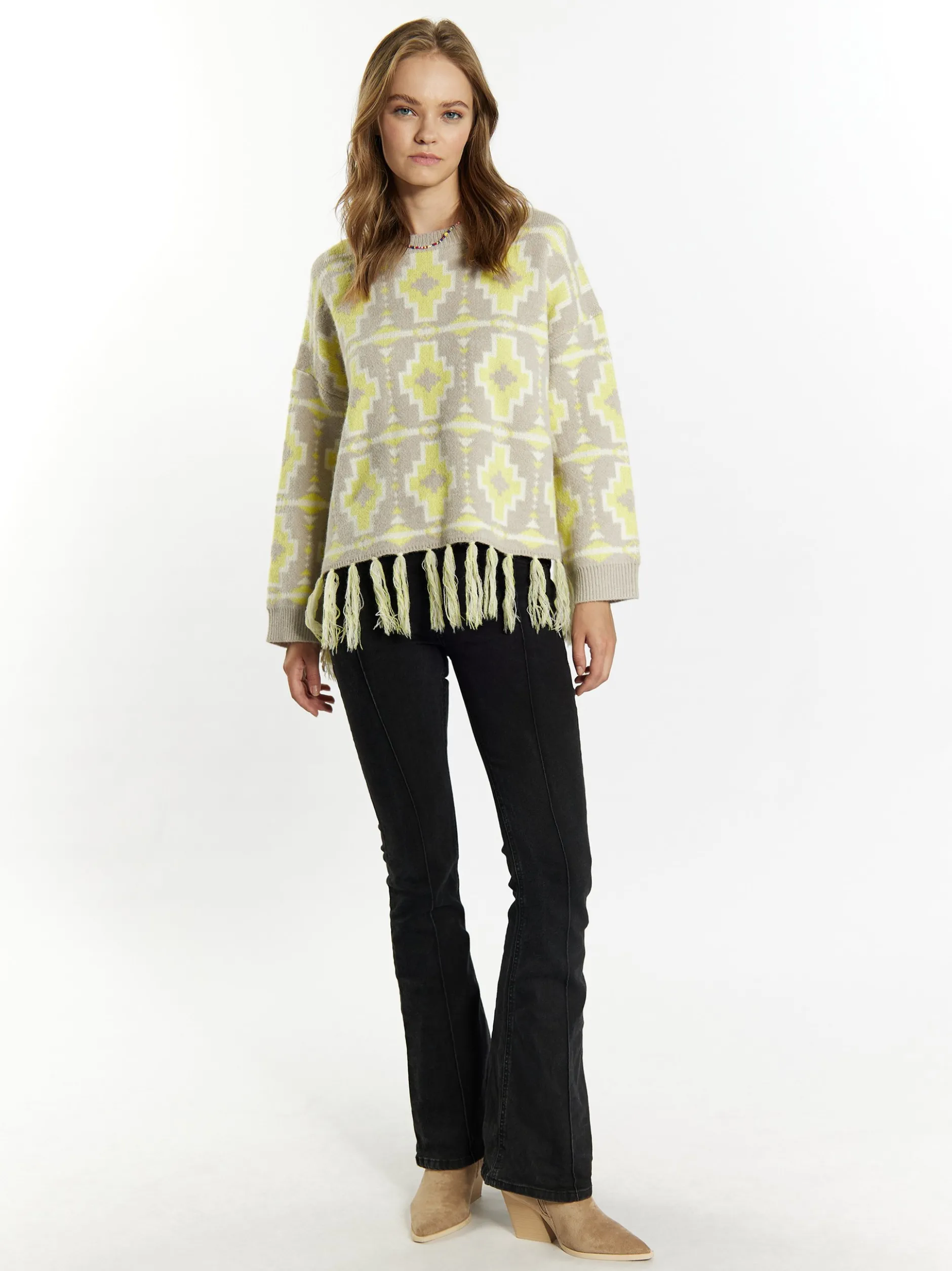 IZIA Damen Pullover in grau - Ausschnitt: Rundhals