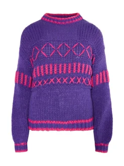 IZIA Damen Pullover in lila - Ausschnitt: Troyerkragen