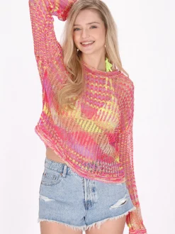 IZIA Damen Pullover in mehrfarbig - Ausschnitt: Rundhals