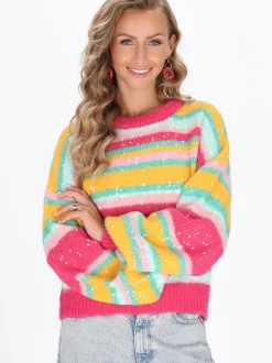 IZIA Damen Pullover in mehrfarbig - Ausschnitt: Rundhals