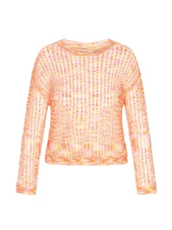 IZIA Damen Pullover in orange - Ausschnitt: Rundhals