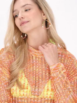 IZIA Damen Pullover in orange - Ausschnitt: Rundhals