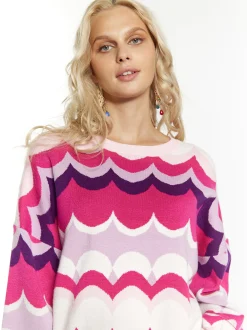 IZIA Damen Pullover in pink - Ausschnitt: Troyerkragen