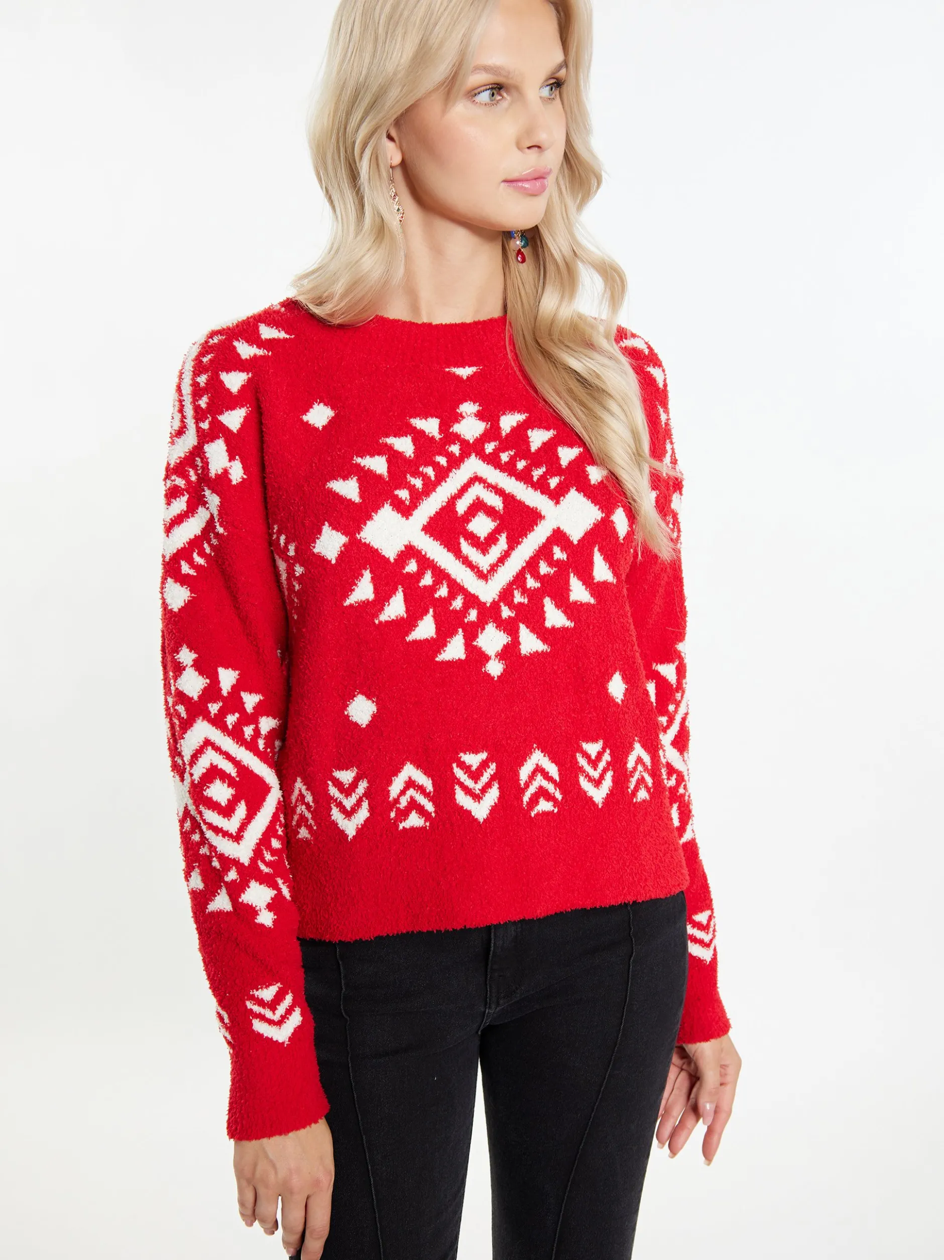 IZIA Damen Pullover in rot - Ausschnitt: Rundhals