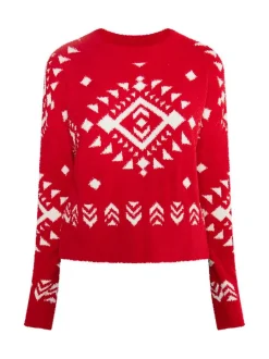 IZIA Damen Pullover in rot - Ausschnitt: Rundhals
