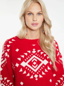 IZIA Damen Pullover in rot - Ausschnitt: Rundhals
