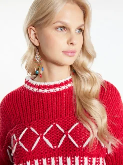 IZIA Damen Pullover in rot - Ausschnitt: Troyerkragen