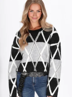 IZIA Damen Pullover in schwarz - Ausschnitt: Rundhals