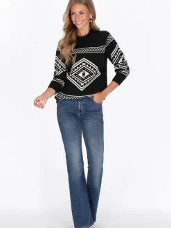 IZIA Damen Pullover in schwarz - Ausschnitt: Rundhals