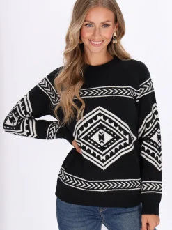IZIA Damen Pullover in schwarz - Ausschnitt: Rundhals