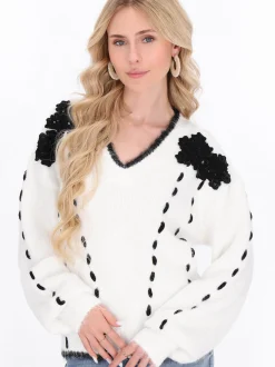 IZIA Damen Pullover in weiß