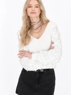 IZIA Damen Pullover in weiß
