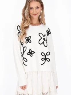 IZIA Damen Pullover in weiß - Ausschnitt: Rundhals