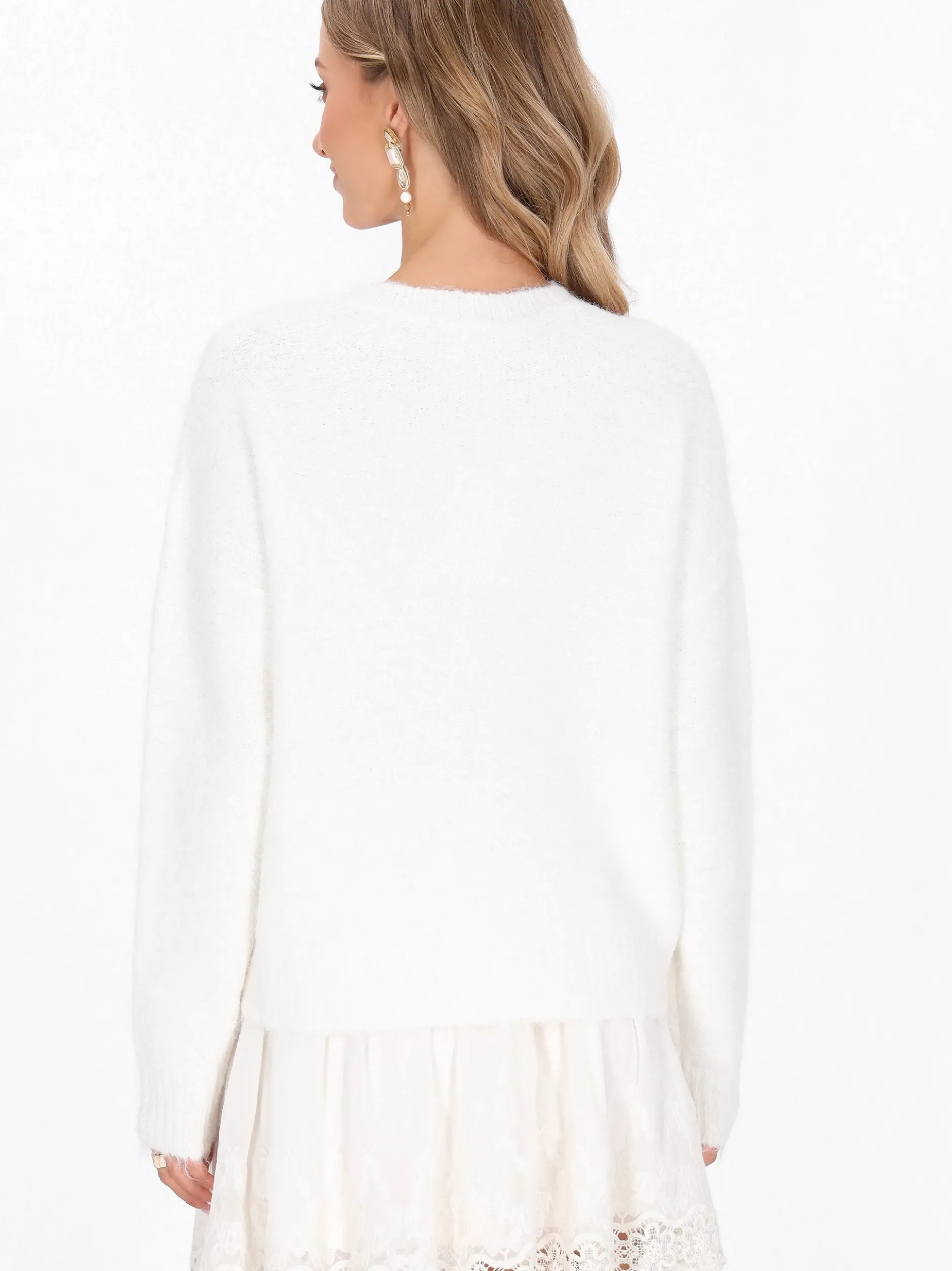 IZIA Damen Pullover in weiß - Ausschnitt: Rundhals