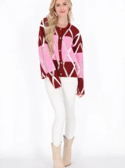 IZIA Damen Strickjacke in bordeaux