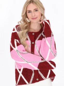 IZIA Damen Strickjacke in bordeaux