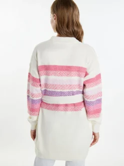 IZIA Damen Strickjacke in ecru - Ausschnitt: ohne Kragen