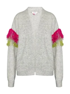 IZIA Damen Strickjacke in grau - Ausschnitt: ohne Kragen