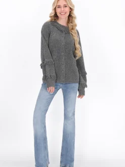 IZIA Damen Strickjacke in grau
