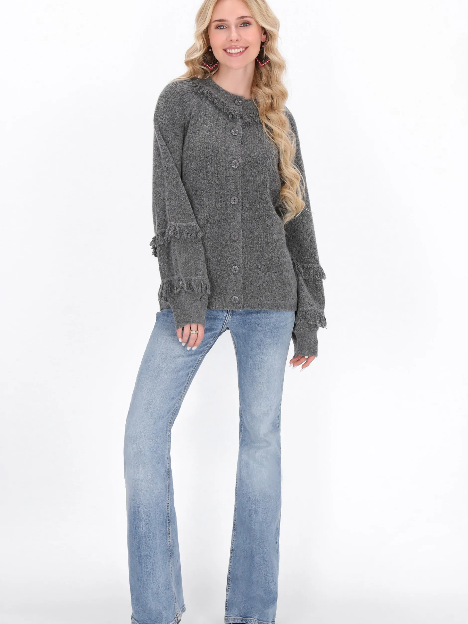 IZIA Damen Strickjacke in grau