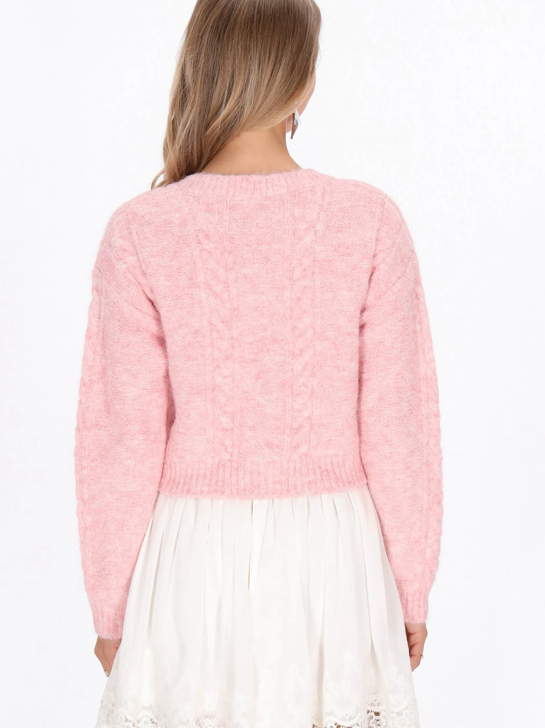 IZIA Damen Strickjacke in rosa - Ausschnitt: Rundhals