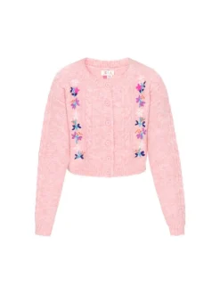 IZIA Damen Strickjacke in rosa - Ausschnitt: Rundhals
