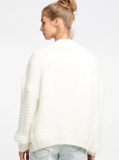 IZIA Damen Strickjacke in weiß - Ausschnitt: ohne Kragen
