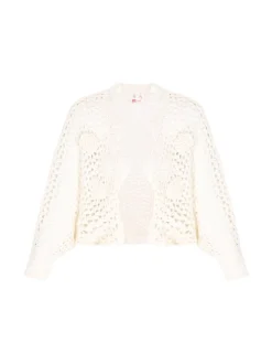 IZIA Damen Strickjacke in weiß - Ausschnitt: Rundhals
