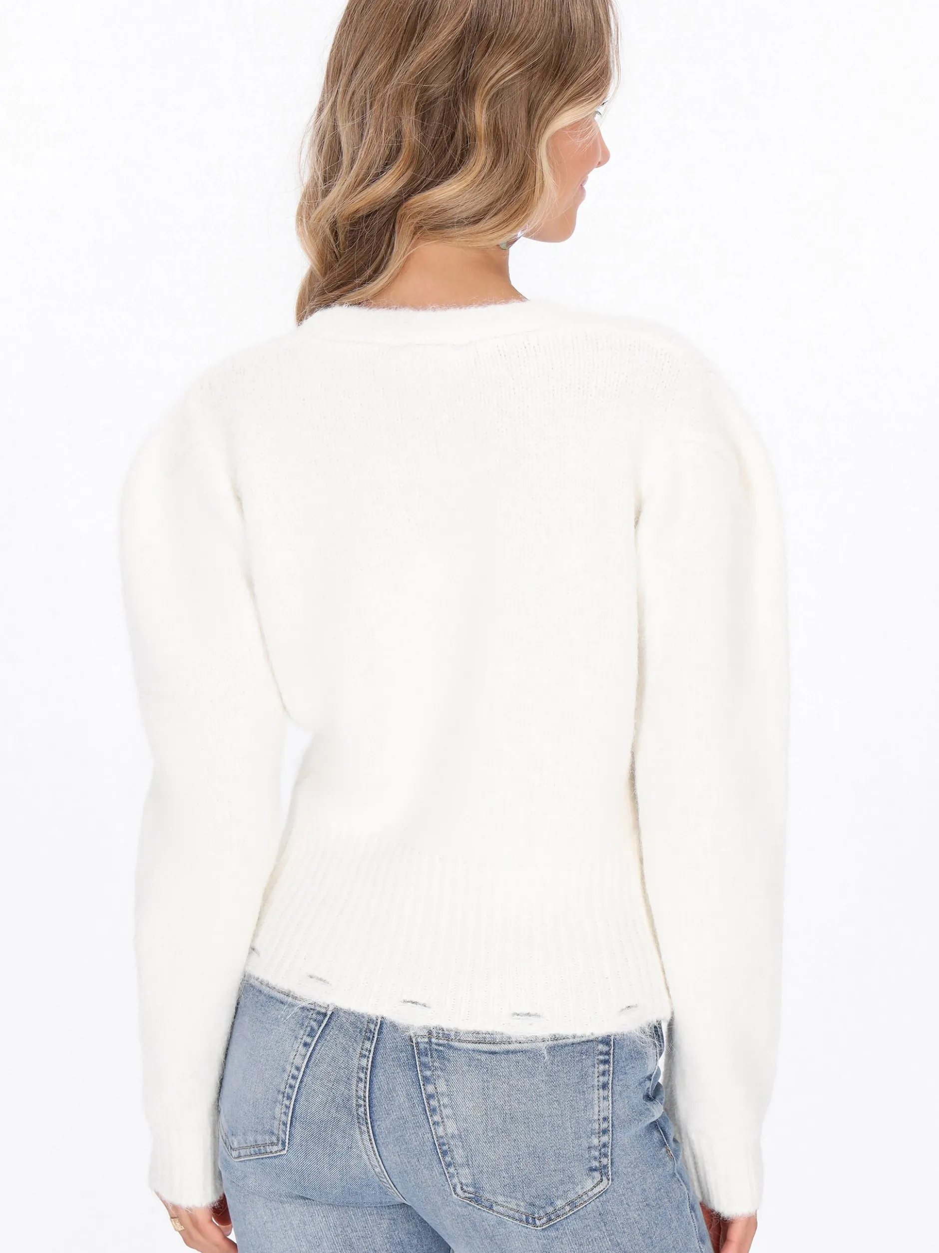 IZIA Damen Strickjacke in weiß