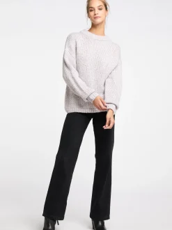 IZIA Damen Strickpullover in hellgrau