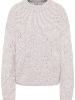 IZIA Damen Strickpullover in hellgrau