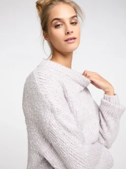 IZIA Damen Strickpullover in hellgrau